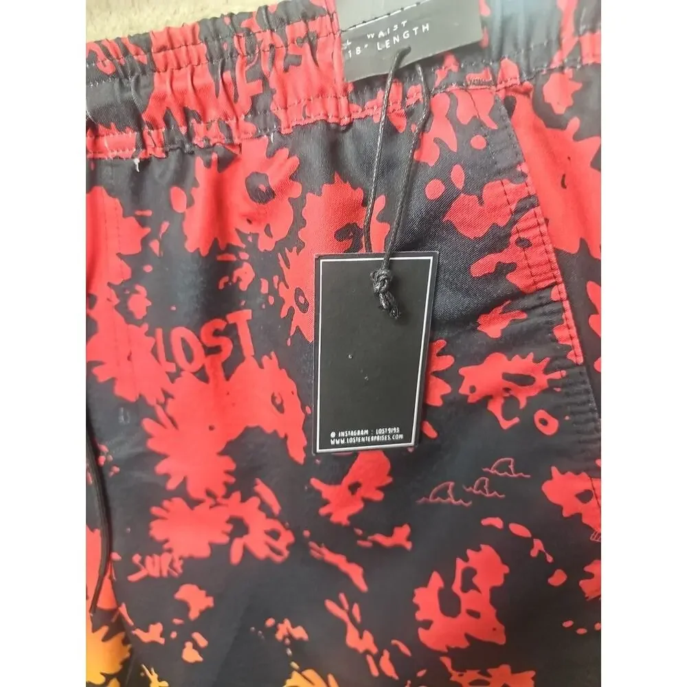 Lost Enterprises Board Shorts Mens Large Black Swim Trunks